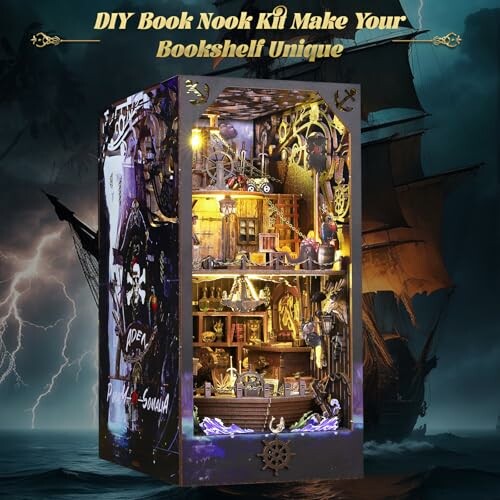 DIY book nook kit with ship and nautical theme.