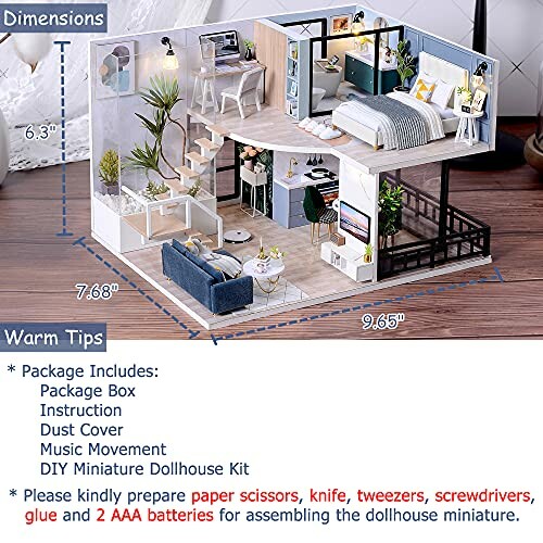 TuKIIE DIY Miniature Dollhouse Kit