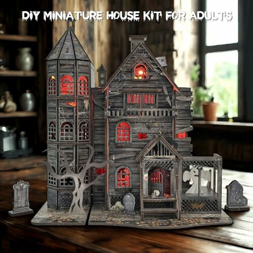 DIY miniature haunted house kit with lights
