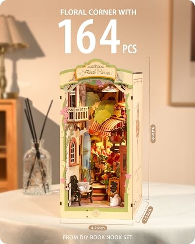 Floral corner book nook set with 164 pieces.