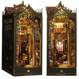 Intricate gothic castle display with detailed interior.
