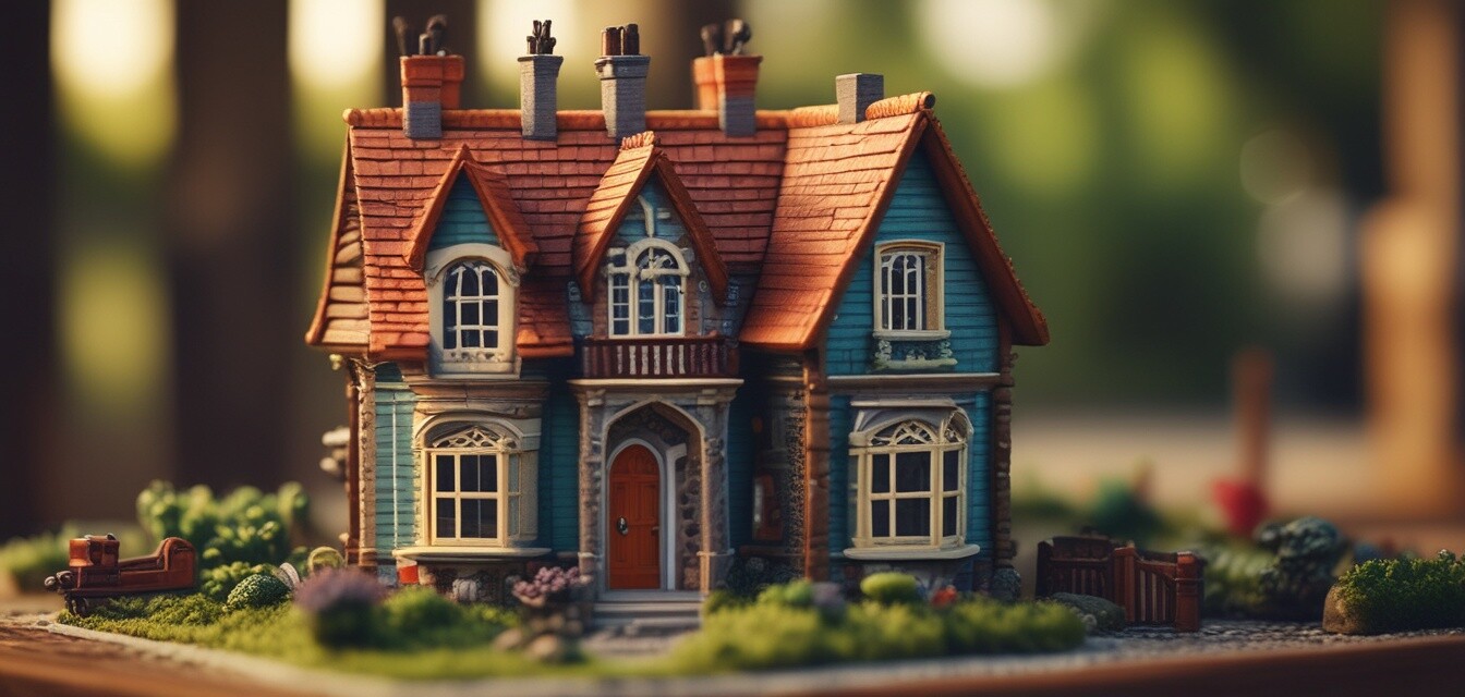 Detailed view of a miniature house kit